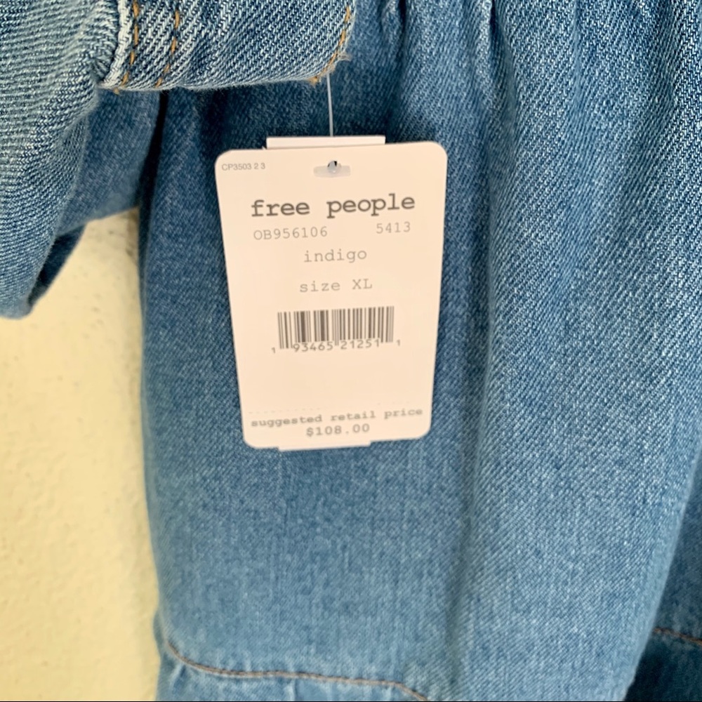 FREE PEOPLE Nicole Boho Denim Dress | XL | NWT - Picture 7 of 7